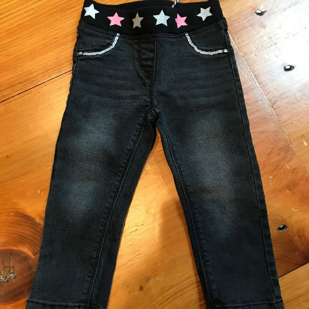 New! 3 POMMES 9-12M Black Jeggings Pants Stars